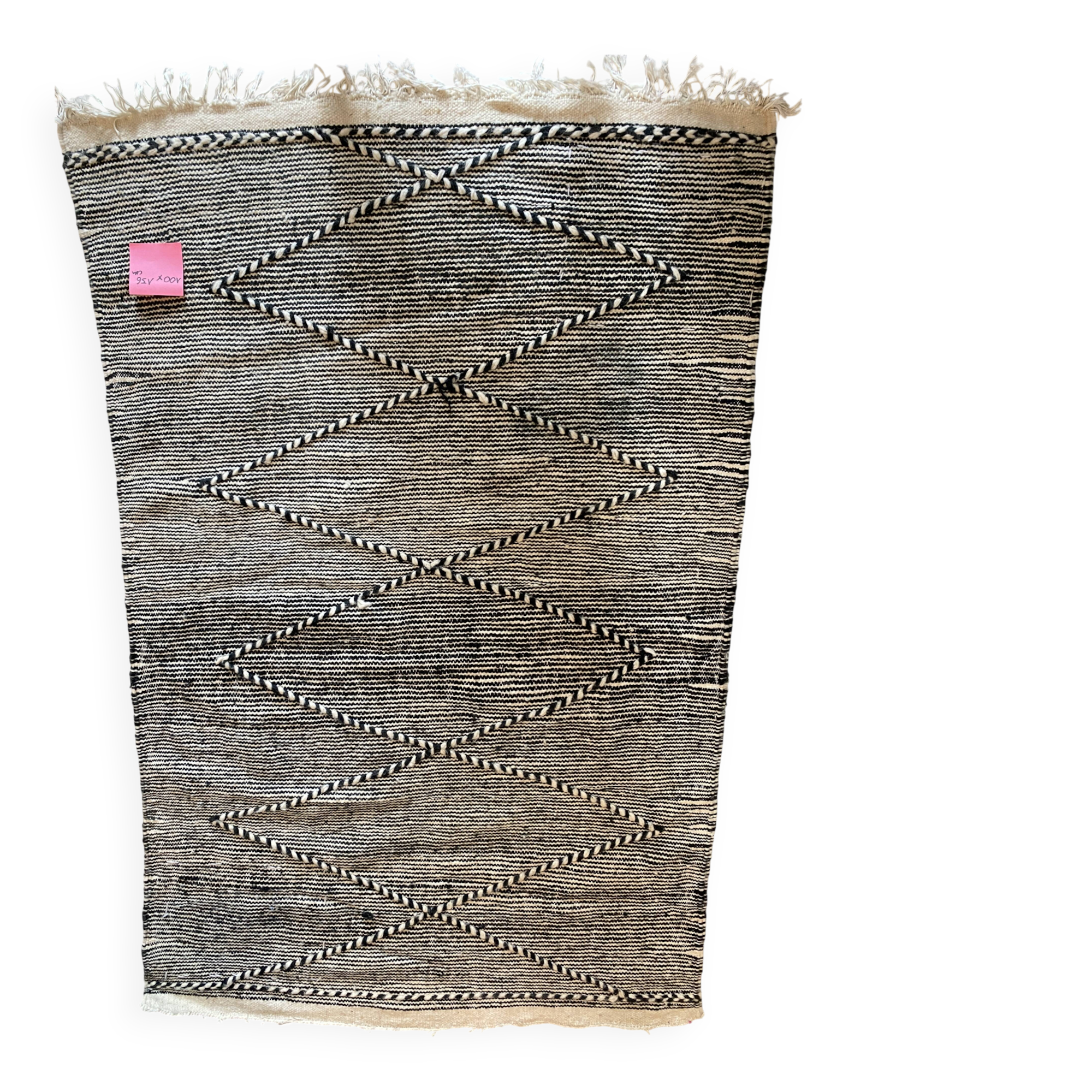 Tapis Kilim laine noir et blanc marocain