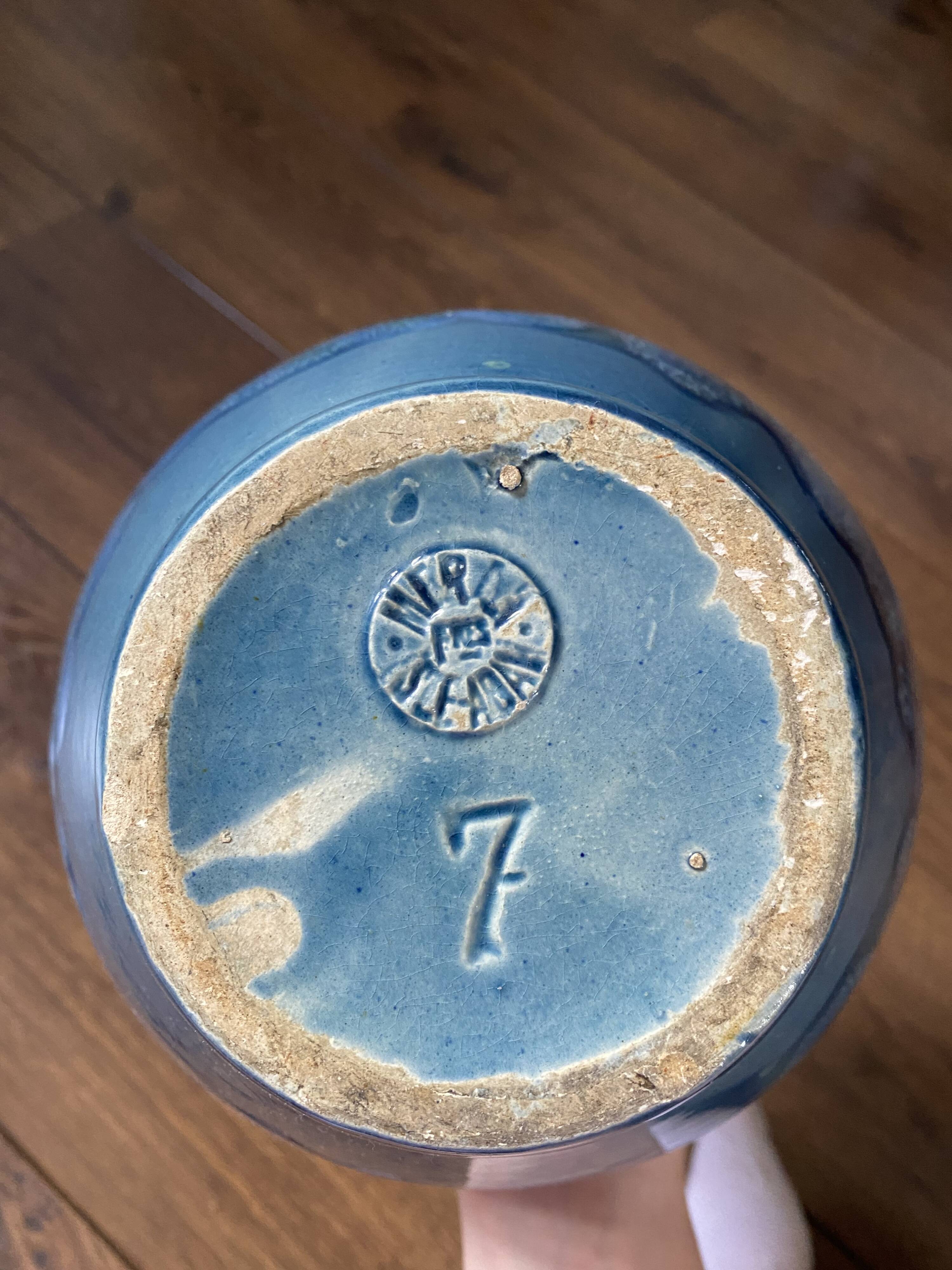 Vase grès flamme bleu vert
