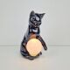 Mid-Century Cat Sphere Table Lamp in Ceramic and Opal Glass, 1970s