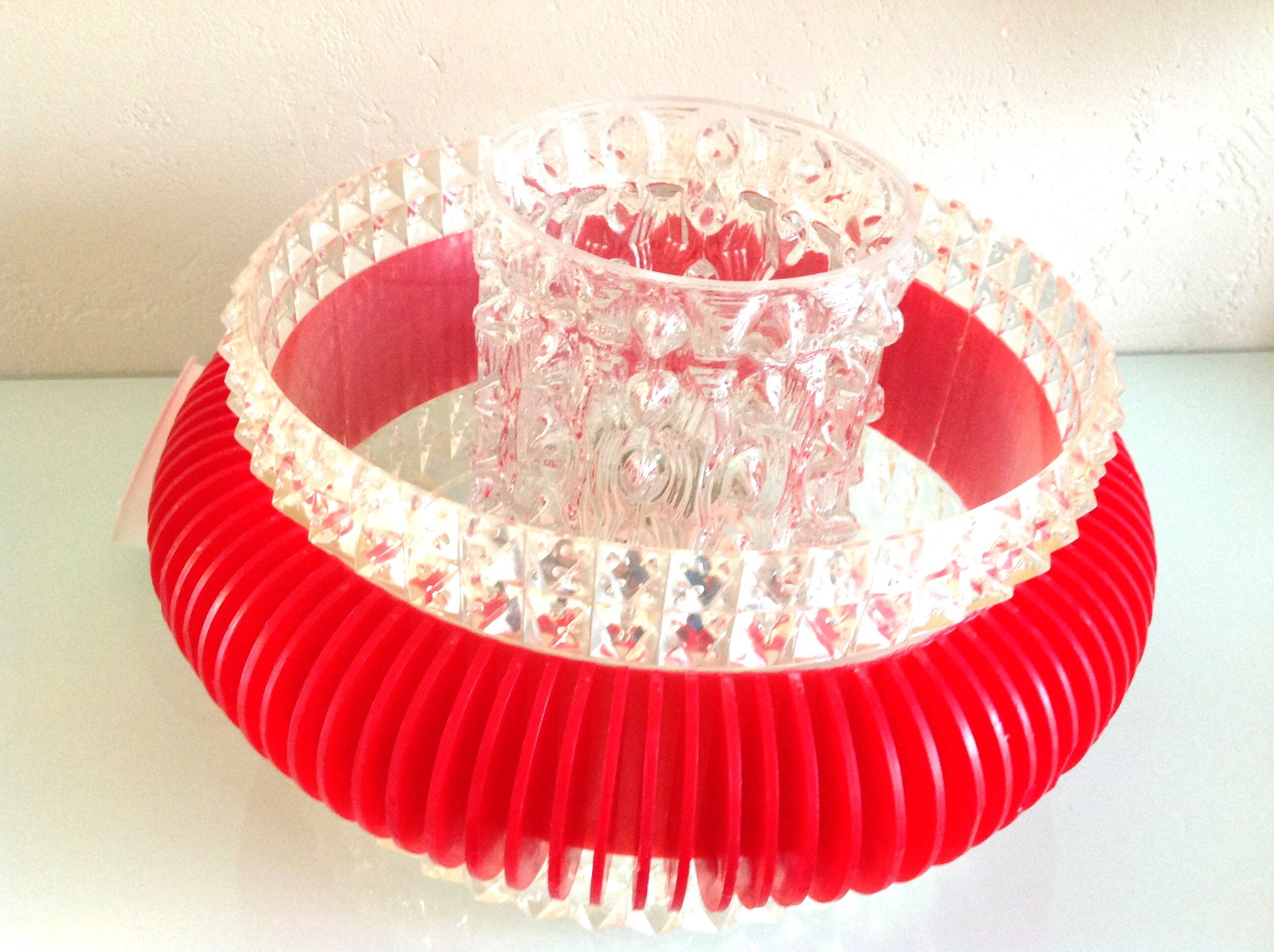 Suspension in glass and plexiglass with diamond points / vintage 60s-70s