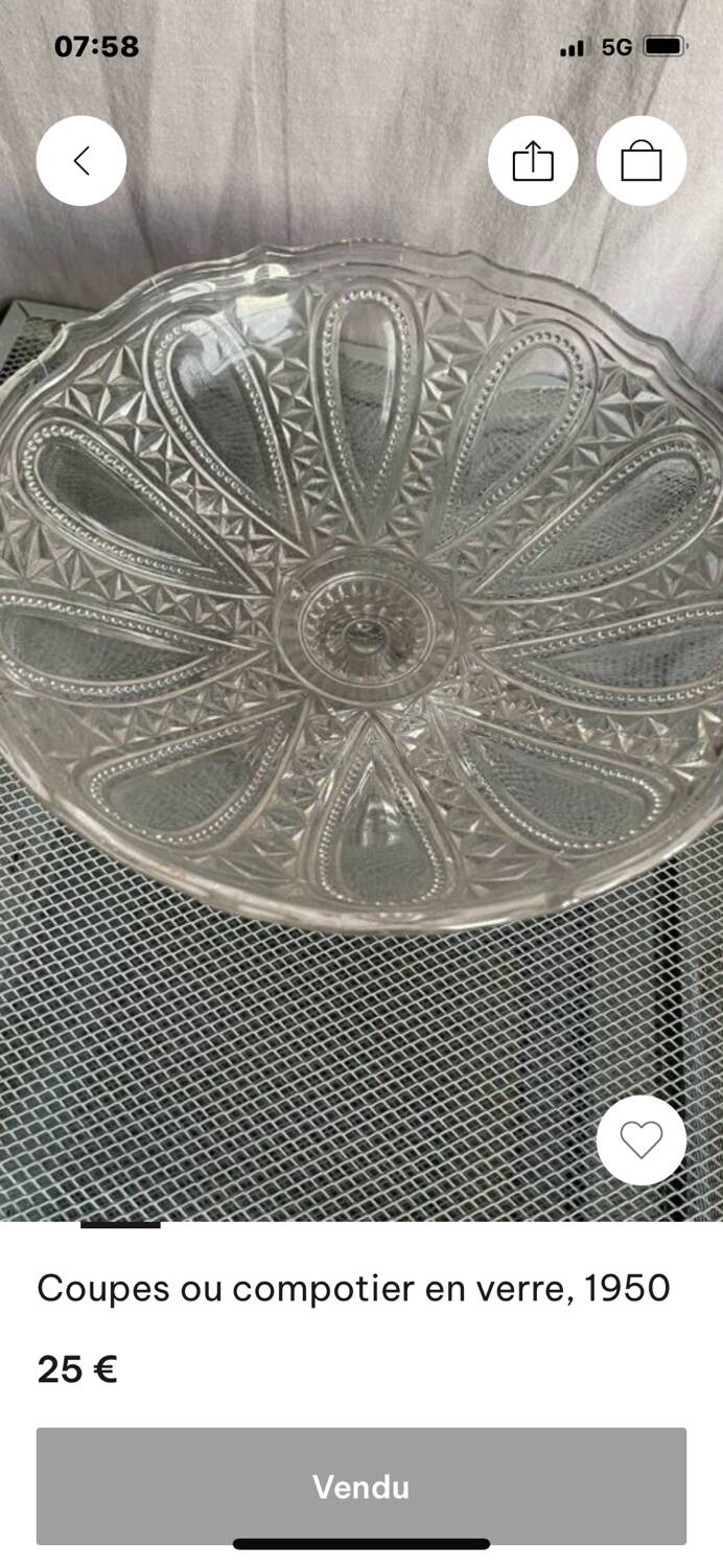 Glass compote dish, 1950