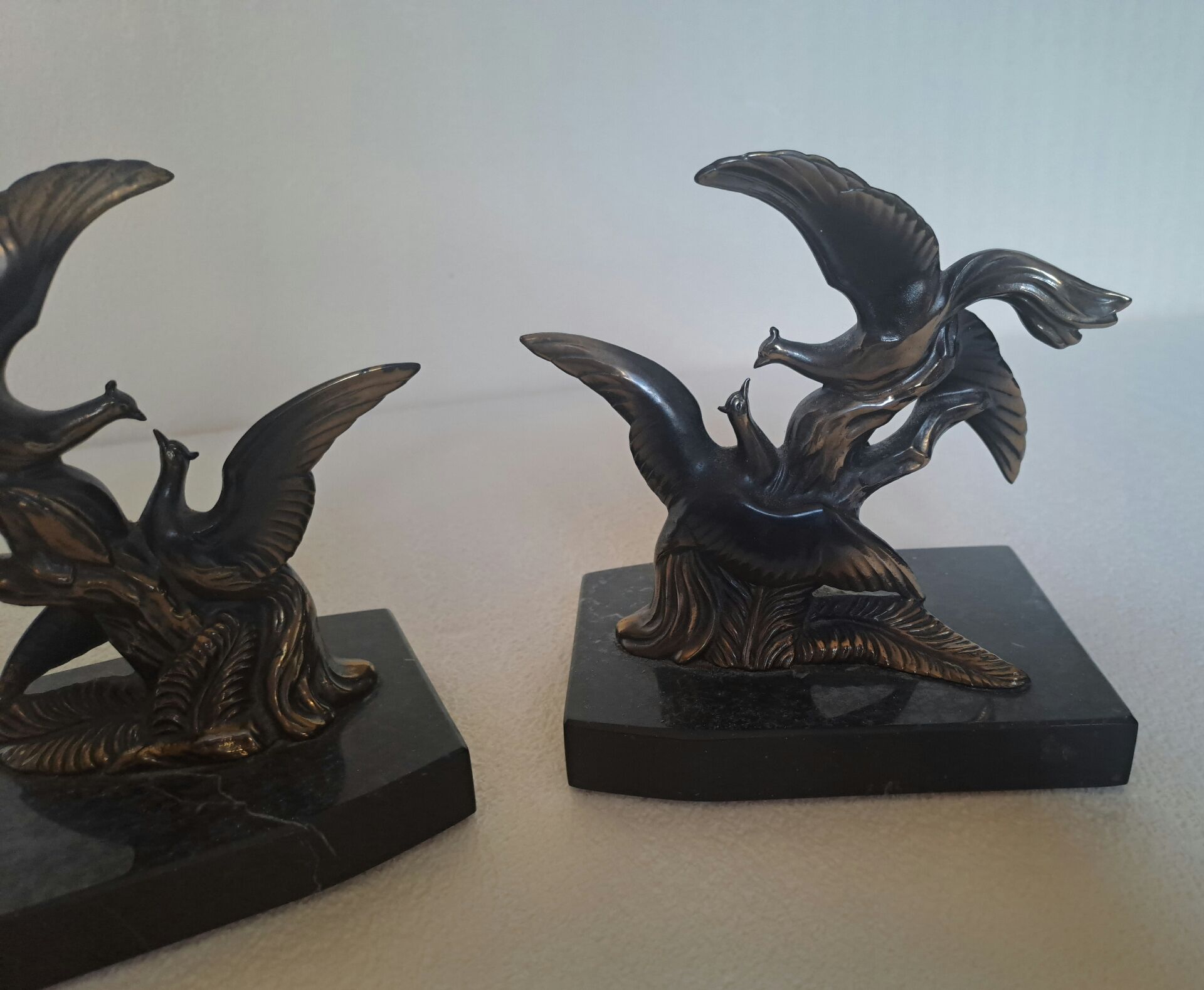 Pair of vintage paradise bird bookends