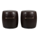 2 small brown poufs with beige stitching - industrial, loft, vintage style, re