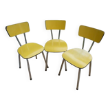 3 canary yellow formica chairs