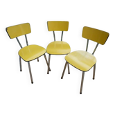3 chaises en formica jaune canari