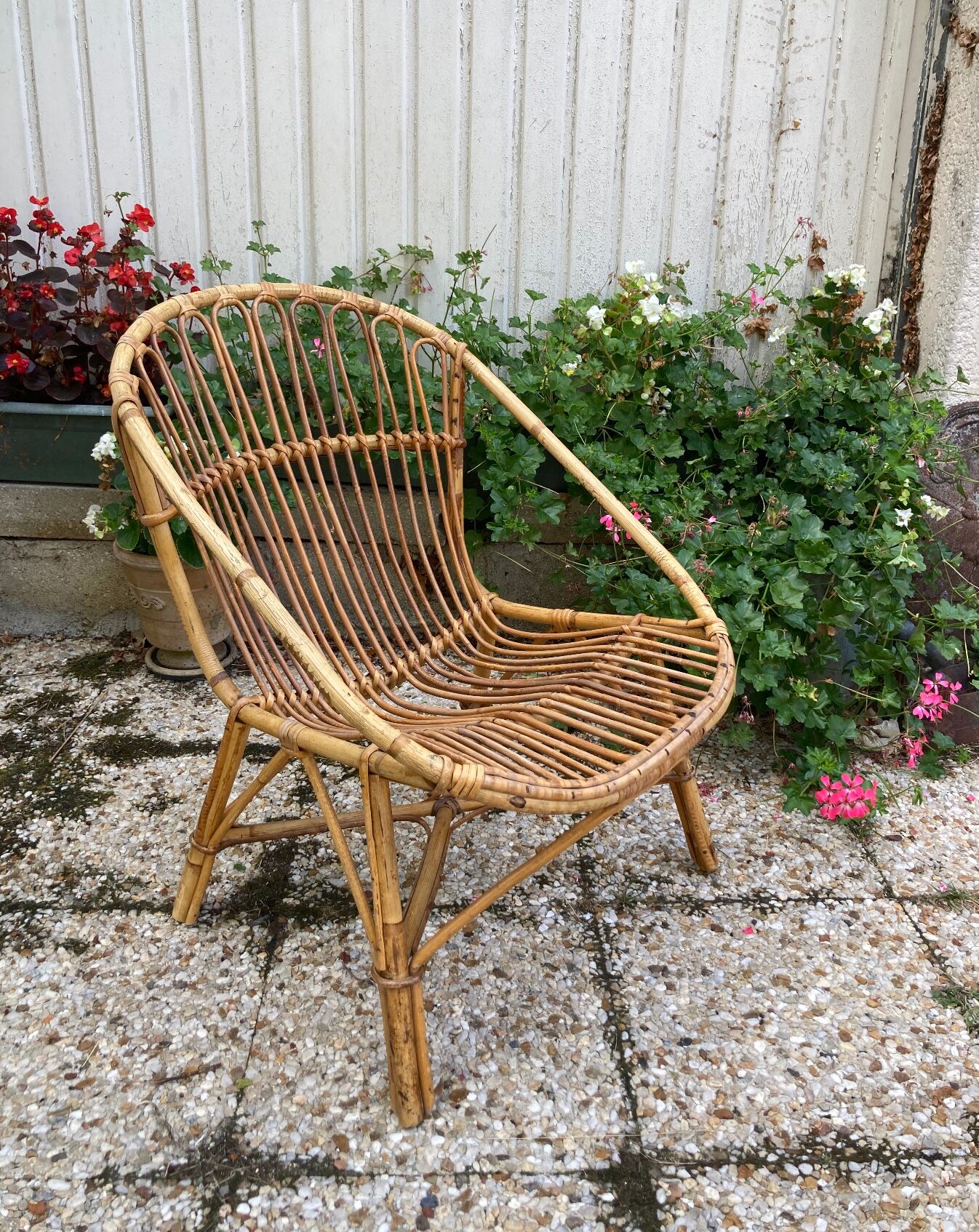 Fauteuil en rotin vintage
