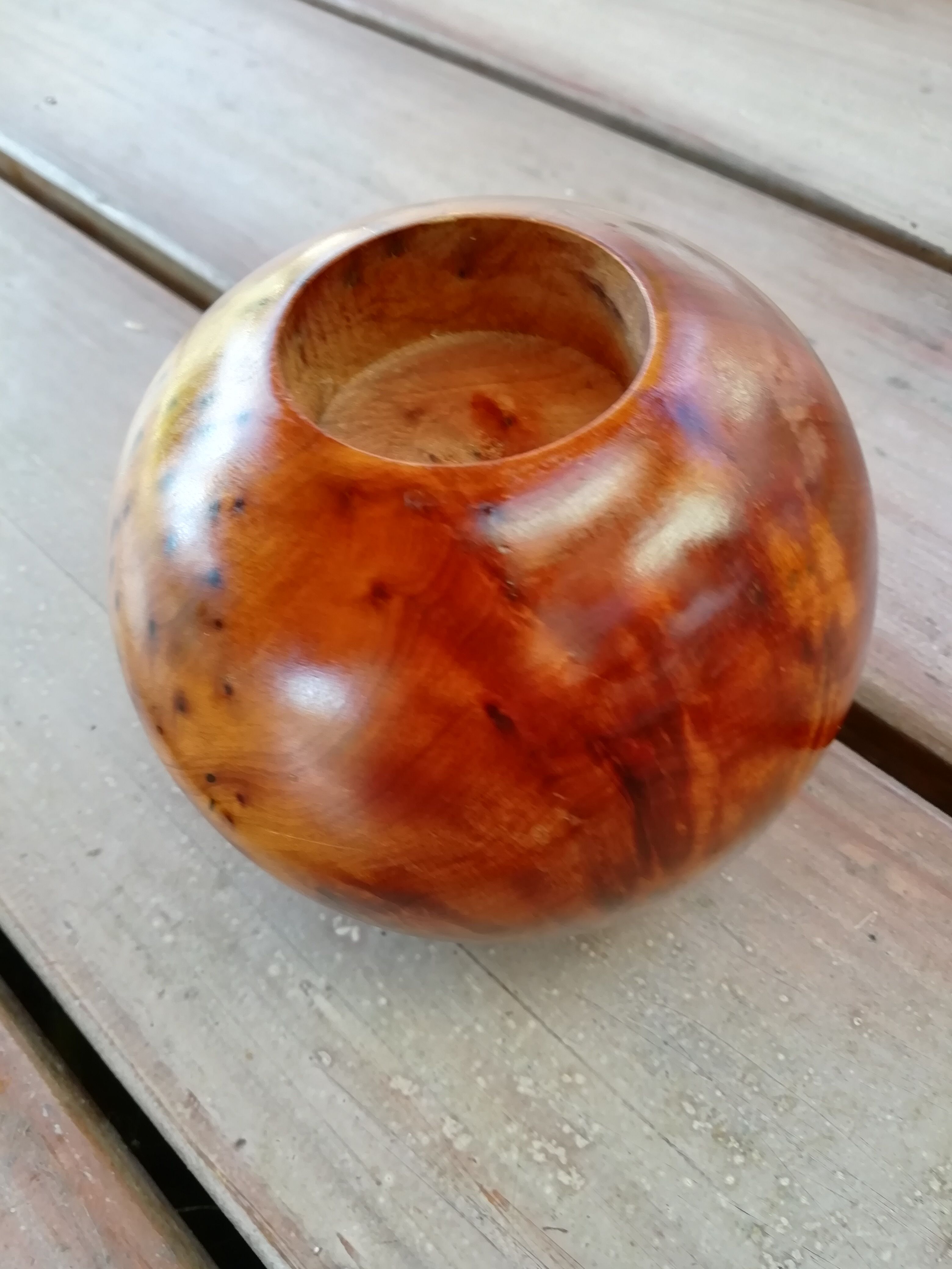 Solid cedar candle holder