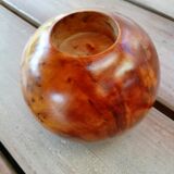 Solid cedar candle holder