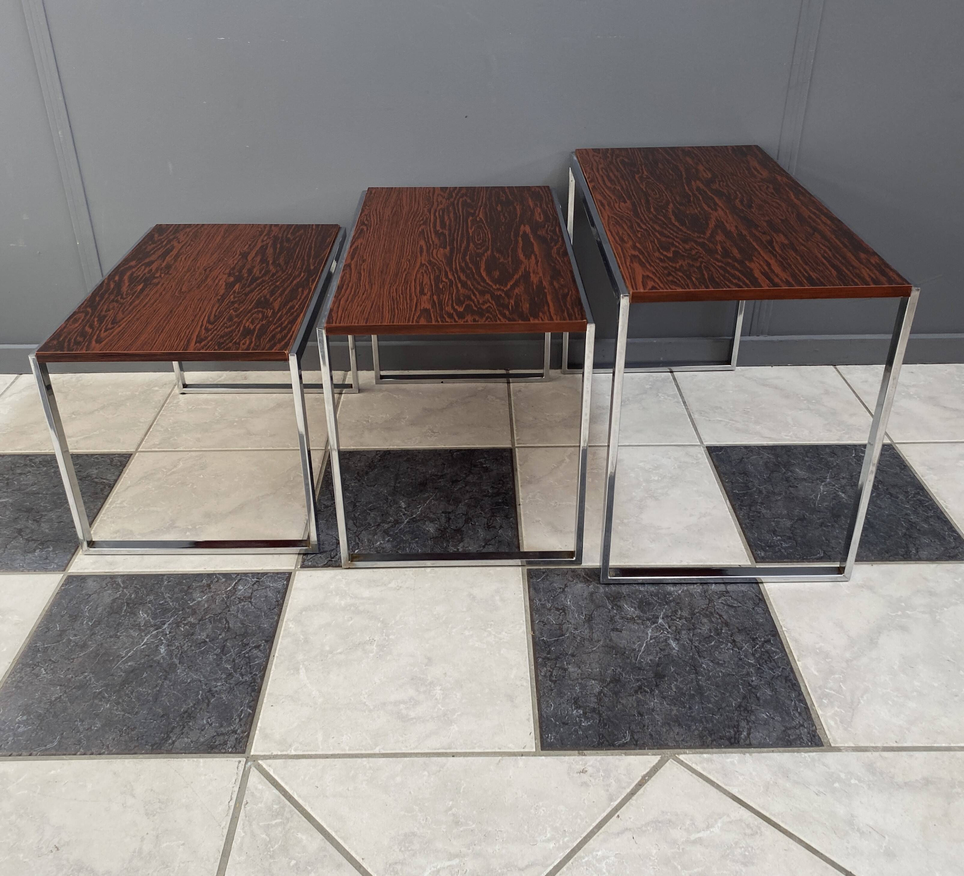 Chrome and rosewood nesting set 1970s