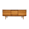Enfilade meuble tv bahut moderniste vintage rétro en bois exotique vernis 1950-1960 sideboard