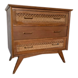 Commode bois et rotin