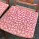 2 chaises sculptées en bois massif et tissu art déco 1950