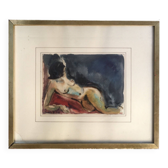 Watercolor signed CLAUDE TABET, early 20th century
