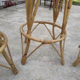 4 vintage rattan stools