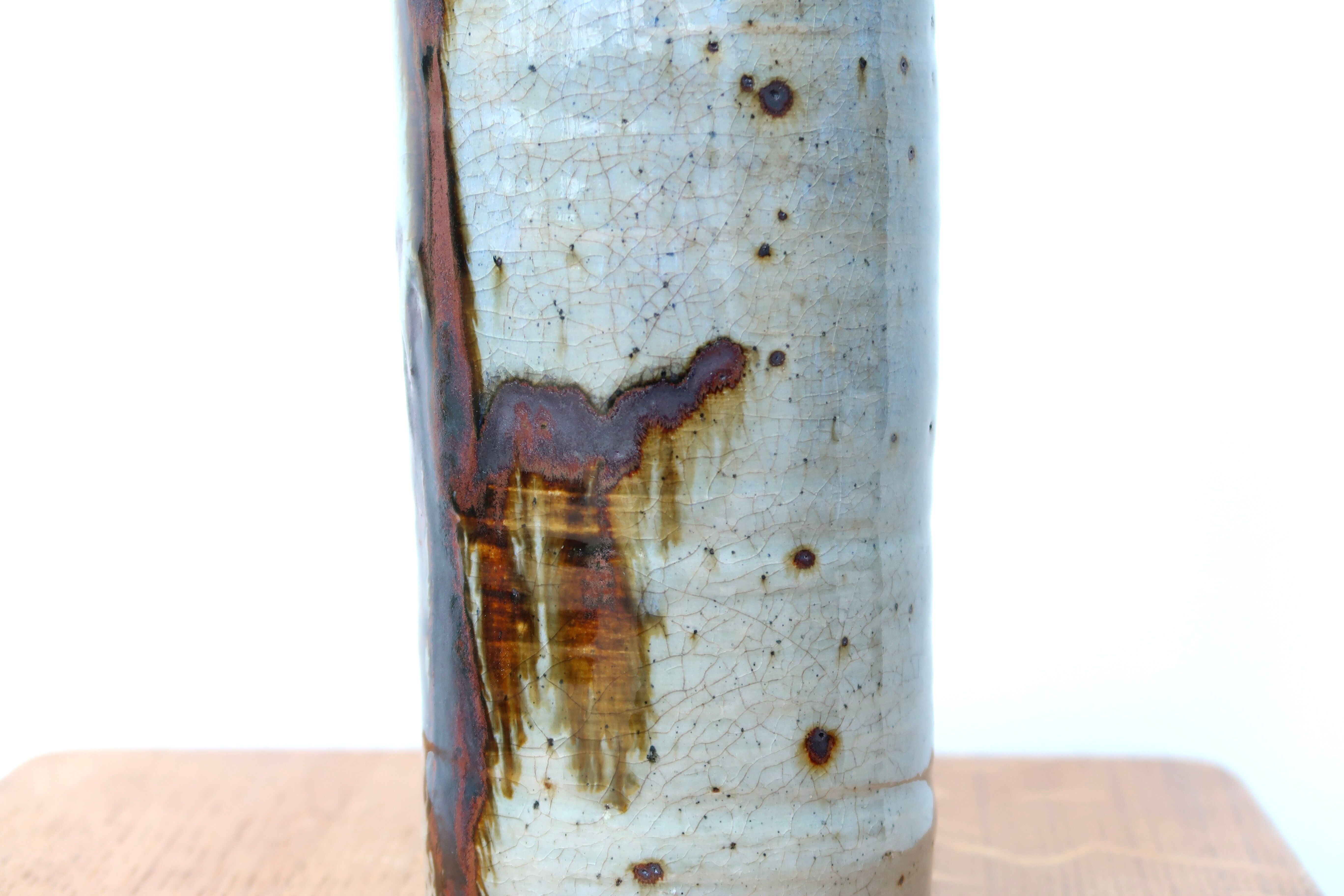 Stoneware bottle vase, abstract décor, 70s