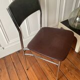 Skaï and bi-color chrome chair
