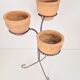 Brutalist Wrought Iron Plant Stand with Handmade Terracotta Pots, 1970s, Set of 4