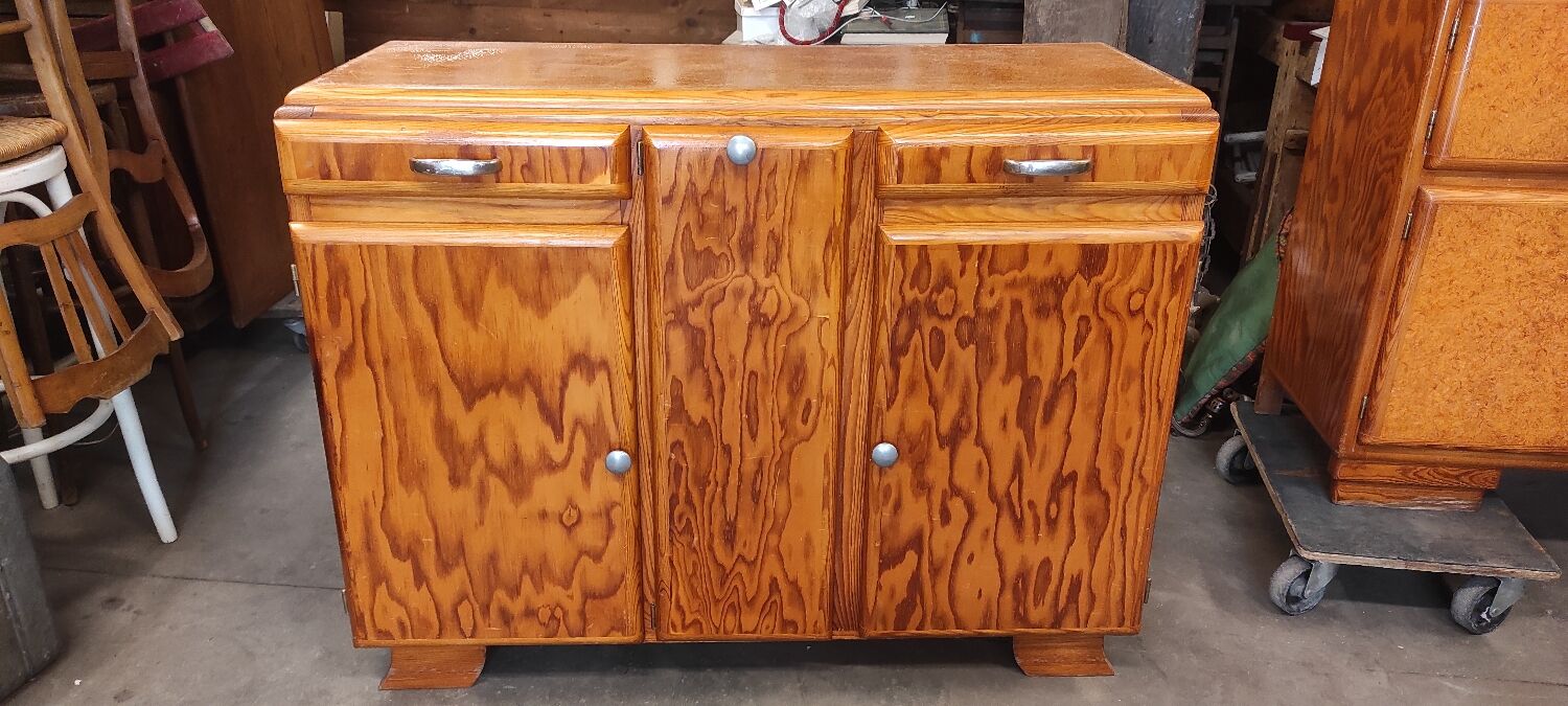 Low vintage Mado style Parisian sideboard 3 doors 2 drawers