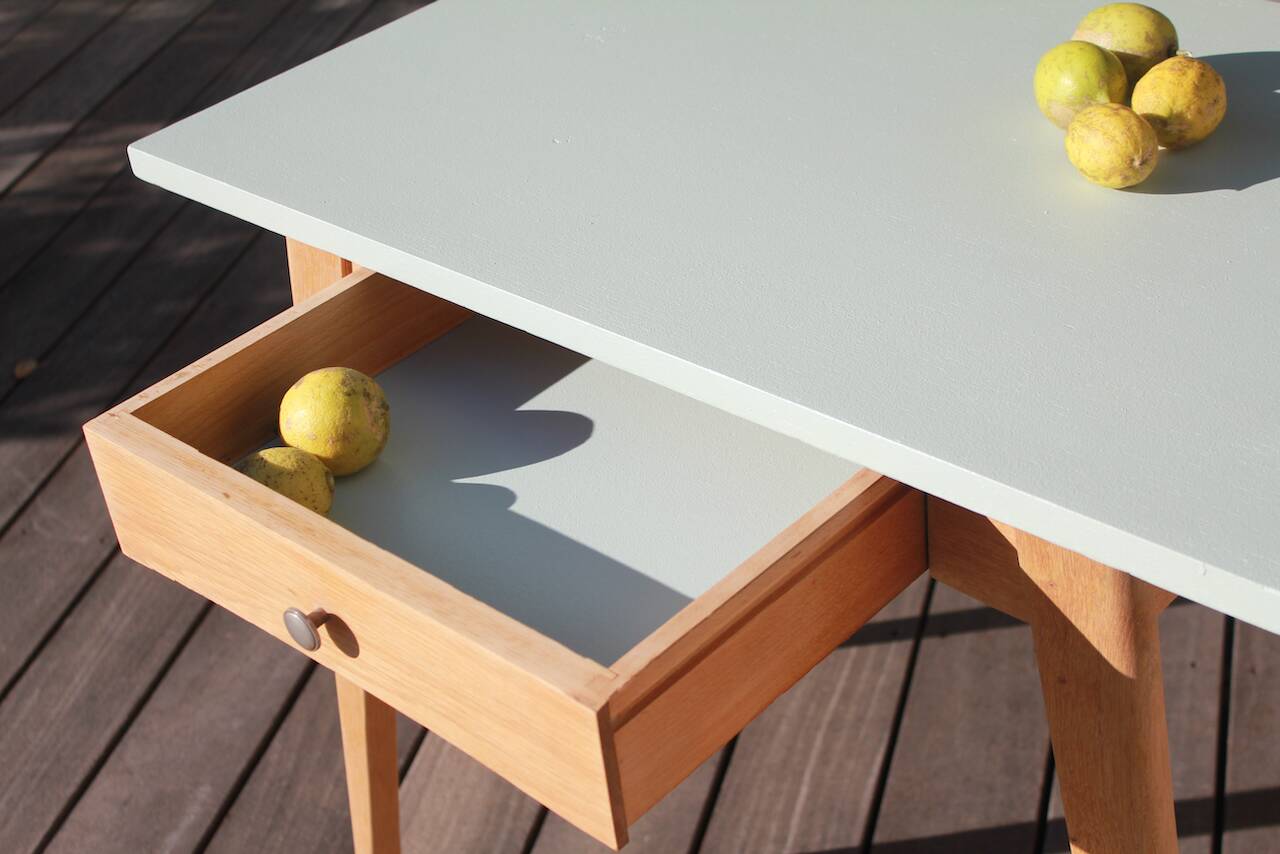 Vintage desk table with compass legs