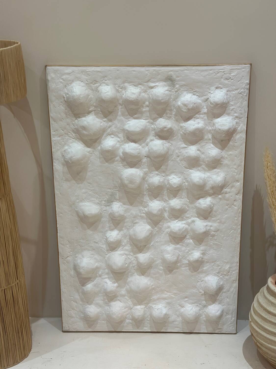 Tableau contemporain texturé relief 3D minimaliste - murmures blancs