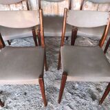 Series of 6 Scandinavian chairs in wood + gray skai, 70s vintage #a572