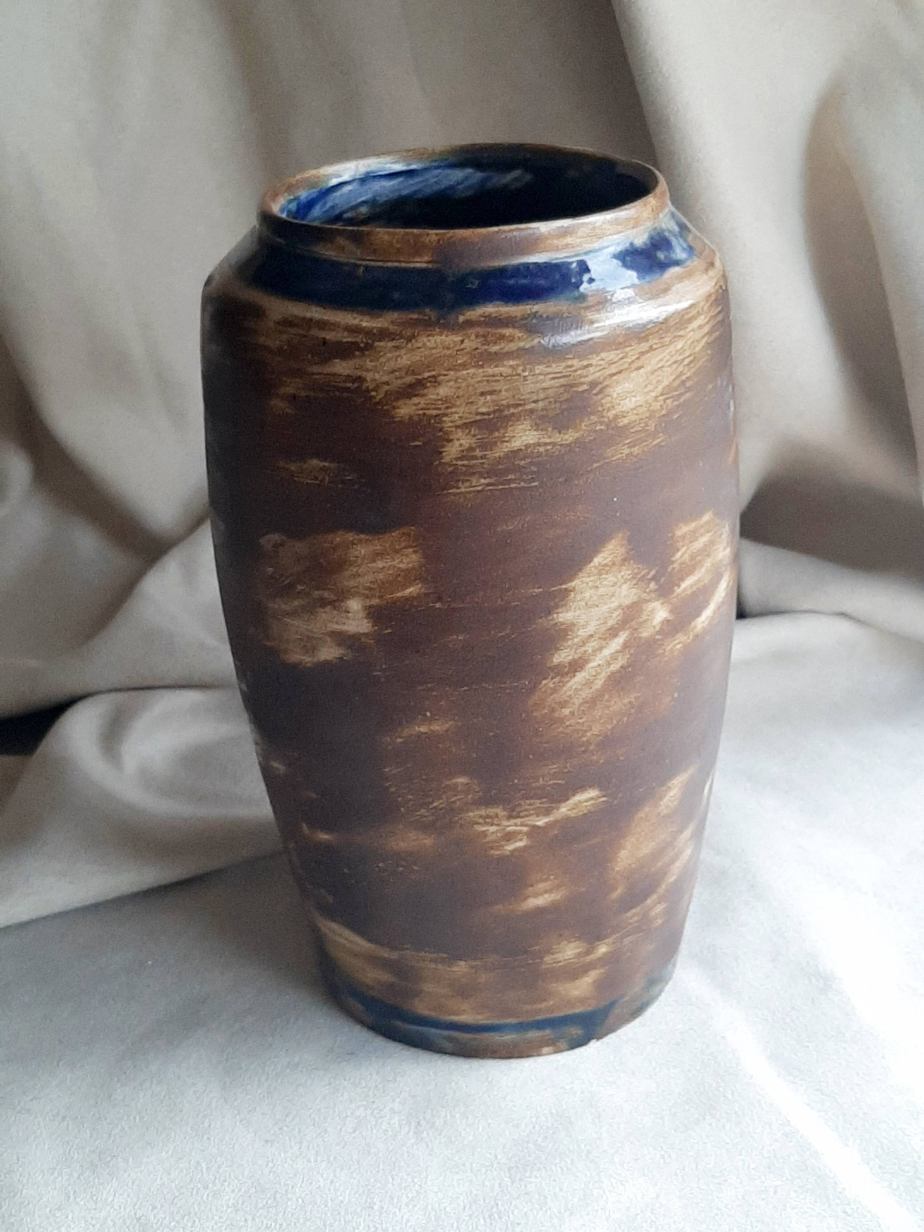 Glazed stoneware vase signed