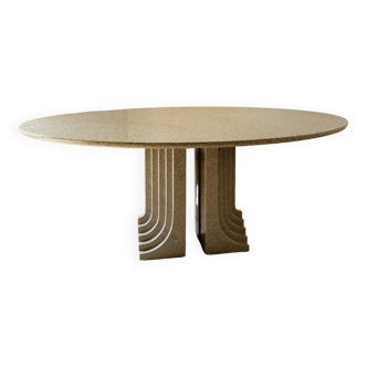 Table salle à manger en travertin / granit design 60's