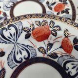 Set of 6 Japanese dessert plates with red, midnight blue and gold decor