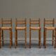 Set of 4 Razorblade bar stools in solid oak, 1960s.