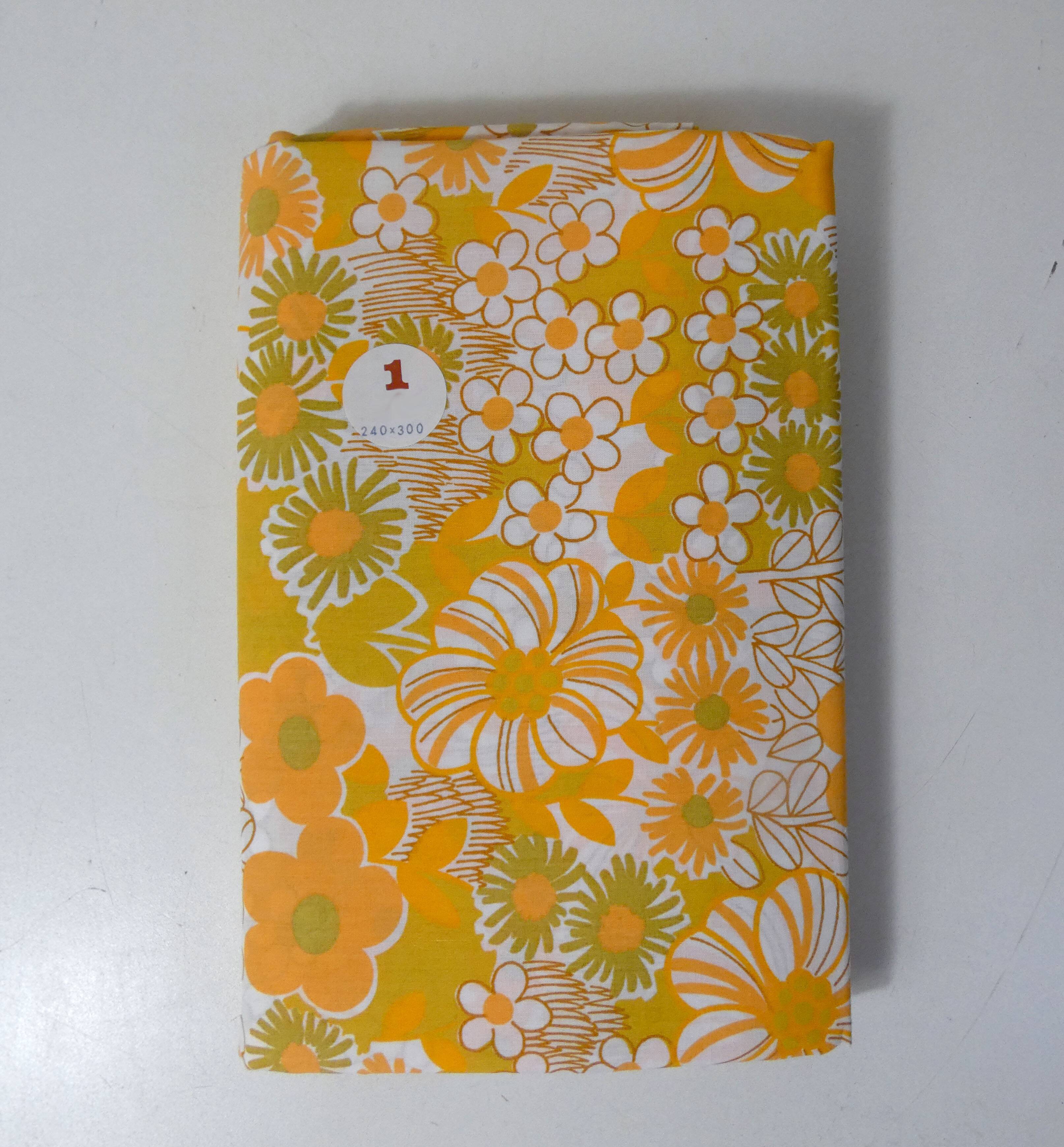 New sheet from the 70s orange flowers 240x300 vintage