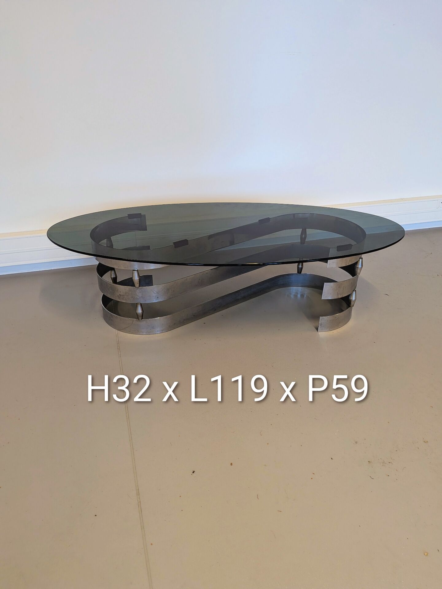Vintage coffee table in smoked glass designed by Knut Hesterberg.
