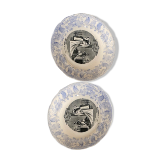 Two talking plates, theme "wedding" by Gien