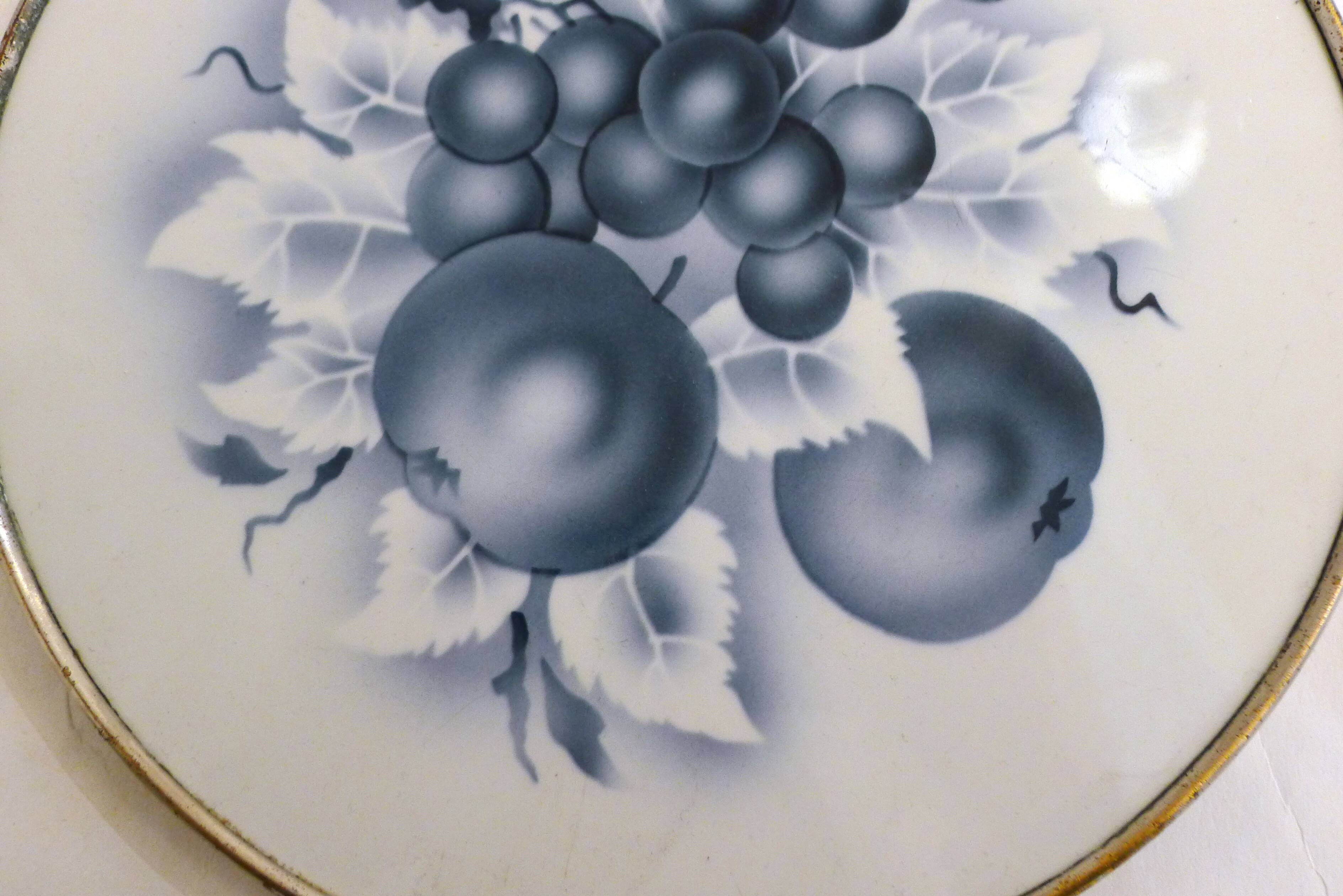 Plat à gâteau décor Fruits 1940'
