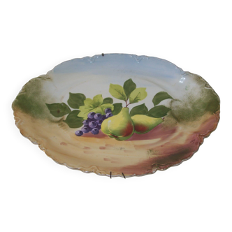 Dish with hand-painted fruit decoration signed luc