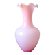 Light pink opaline vase, wavy swan neck.
