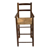 High chair in wood and straw