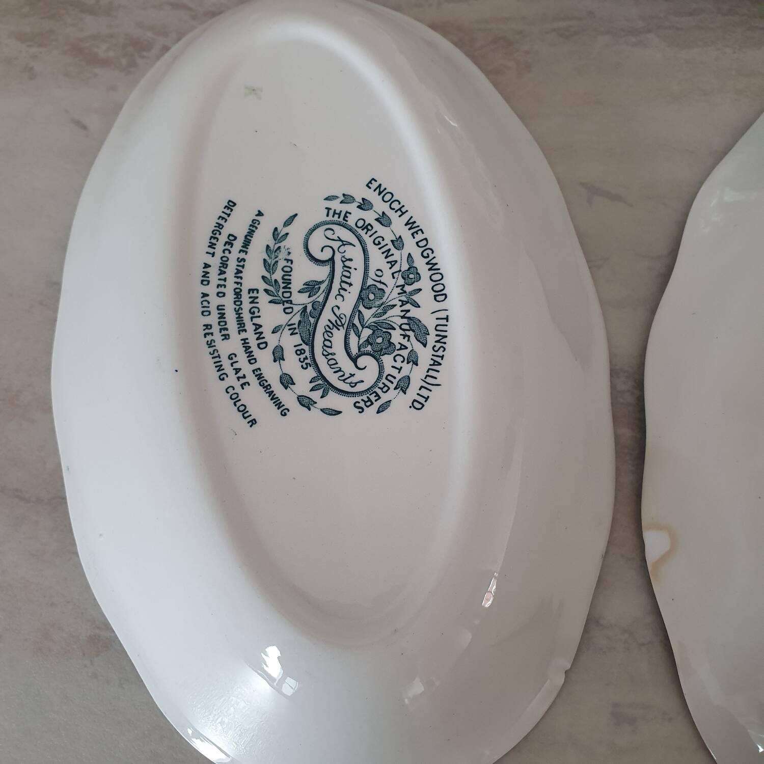 Enoch Wedgewood "Asiatics Pheasants" style "Earth" serving dishes and gravy boat