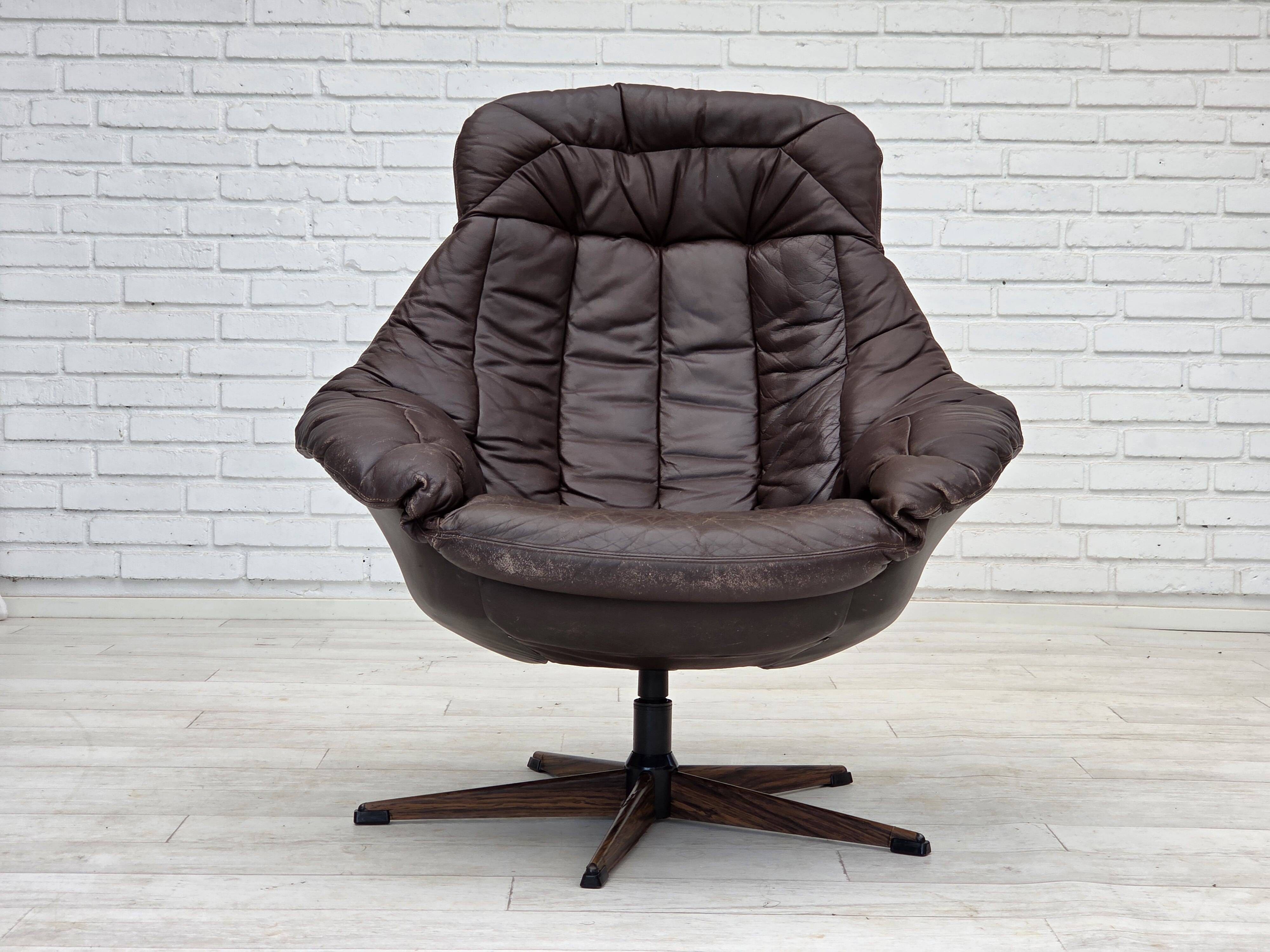1970s, Danish design by H.W.Klein, swivel chair with footstool.
