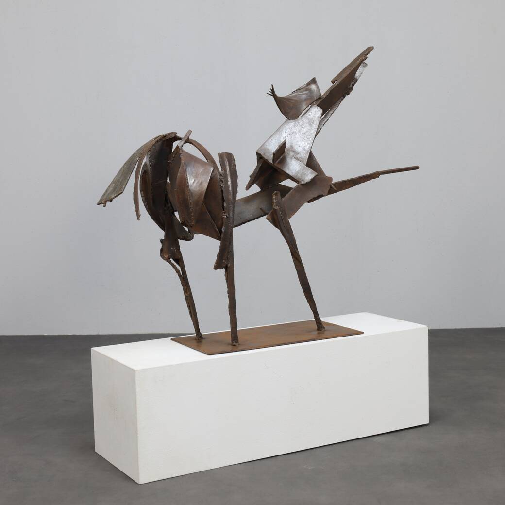 Iron horse sculpture by Raphael Saintenoy, Europe 1960s