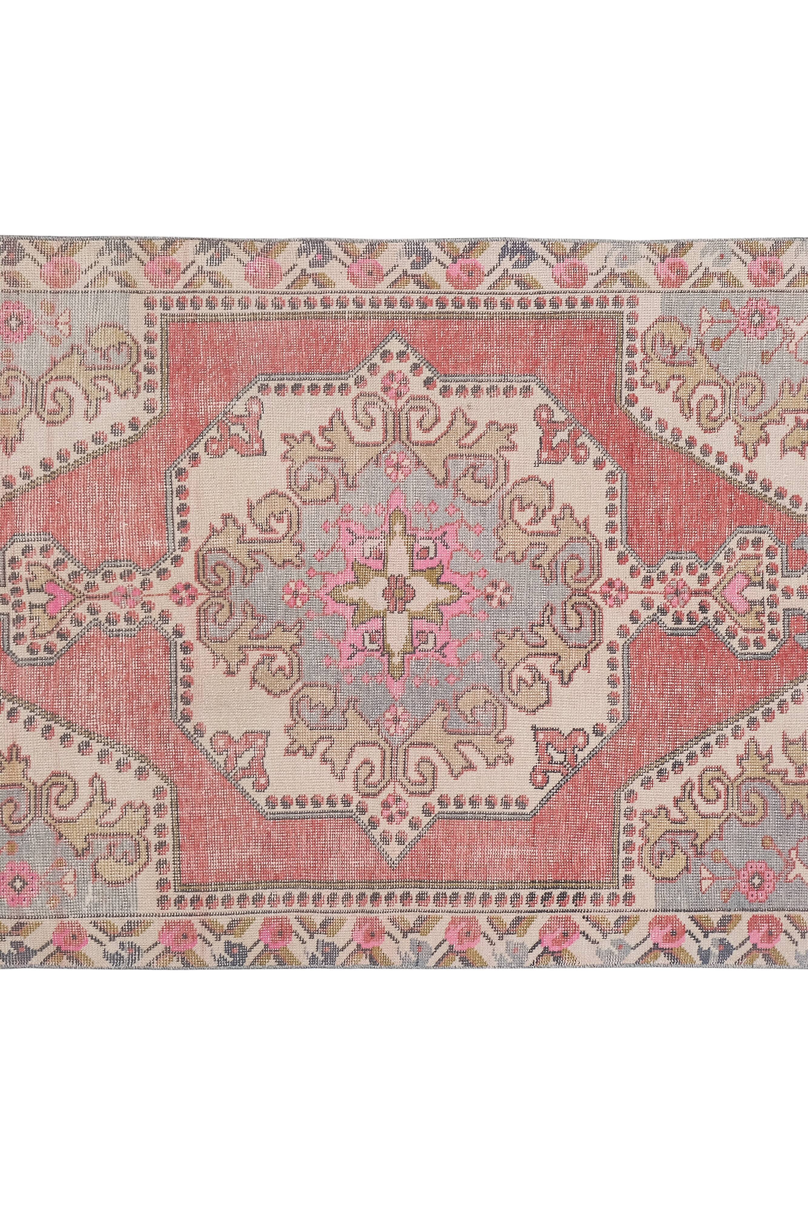 Vintage Turkish rug from Oushak, handwoven 129x213 cm