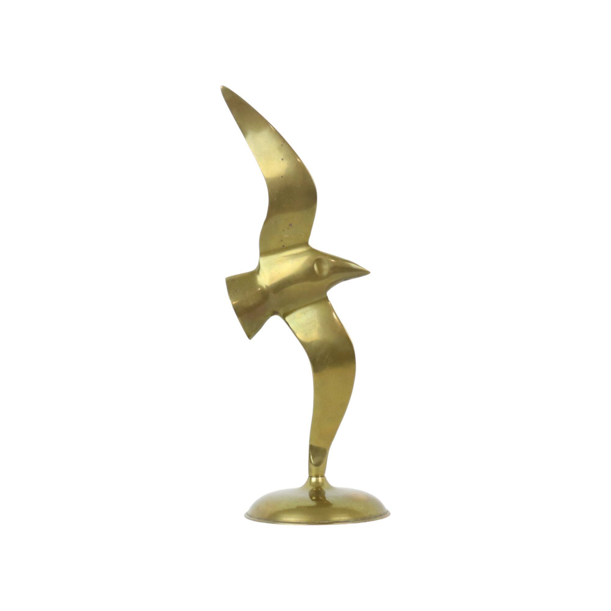 Statue d’oiseau de mouette en laiton, sculpture en cuivre, conception du milieu du siècle