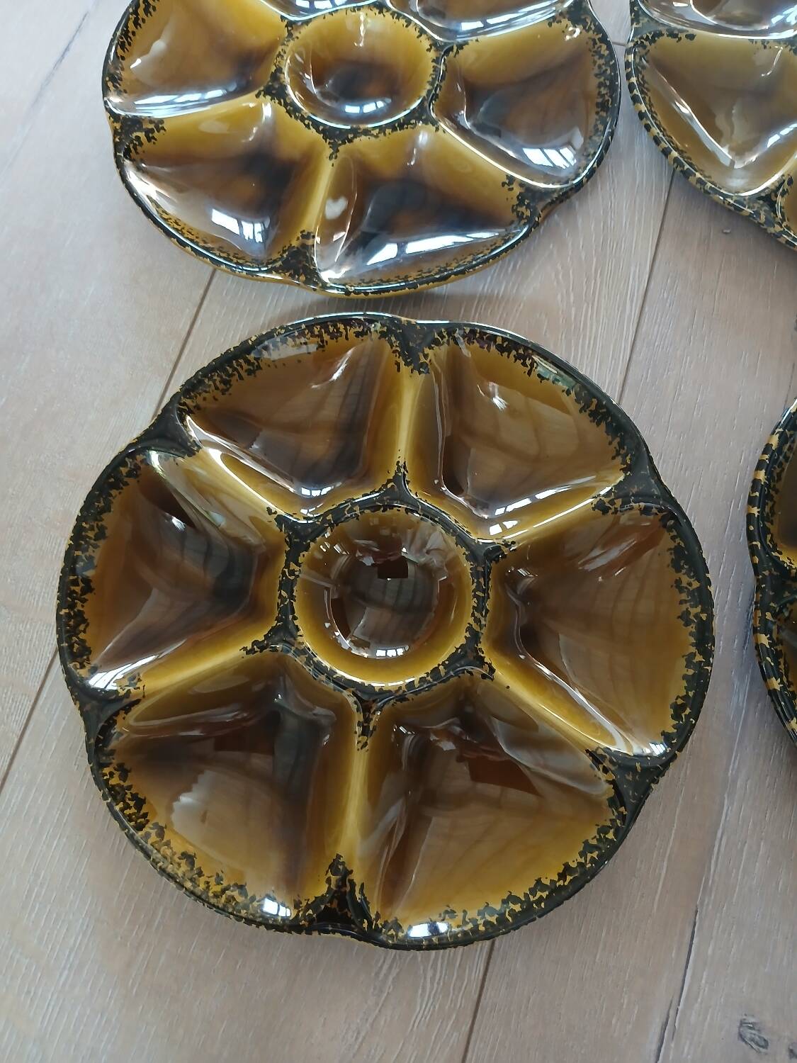 8 old GIEN oyster plates + 2 serving dishes