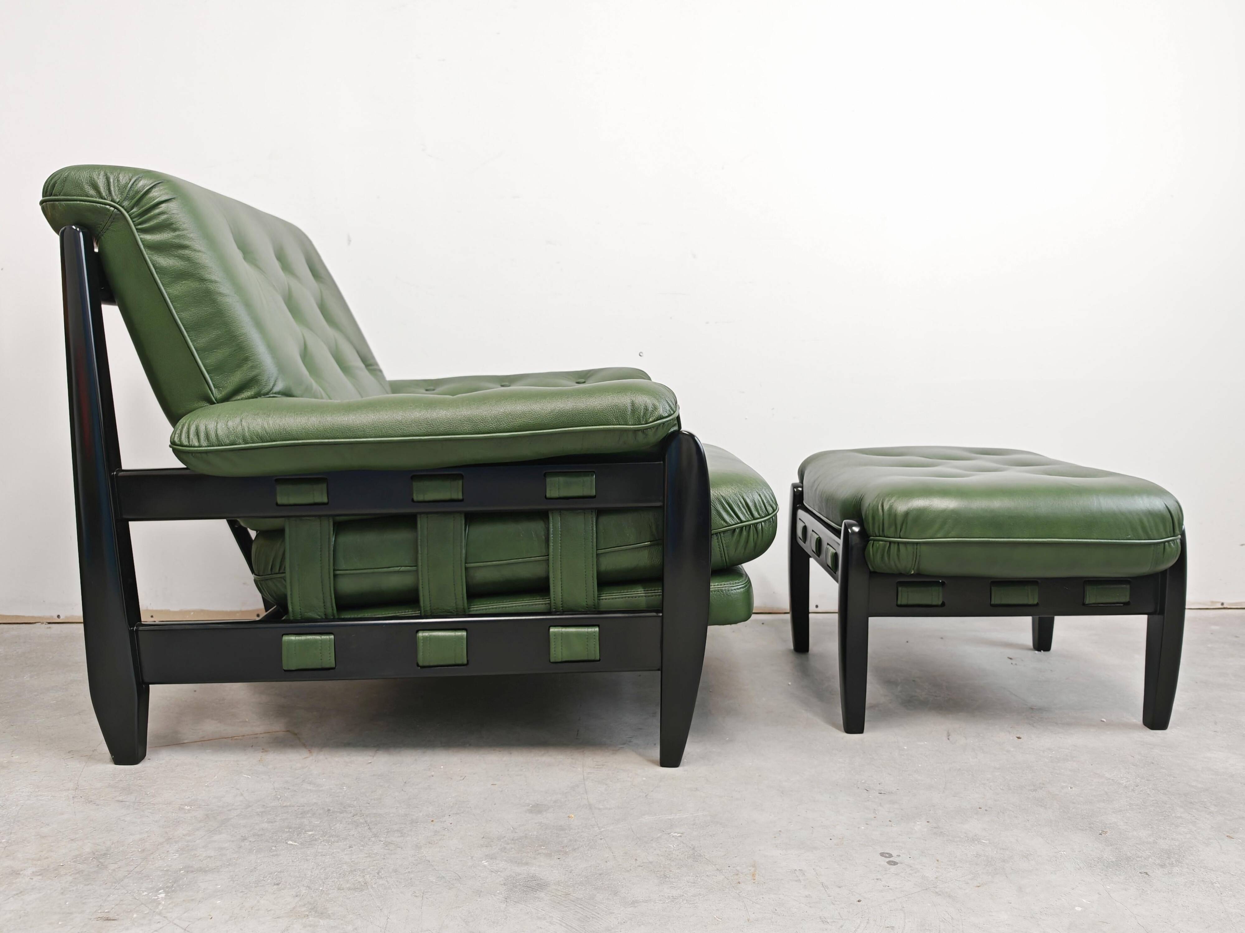 "Rodeio" Mid Century Modern armchair and ottoman by Jean Gillon