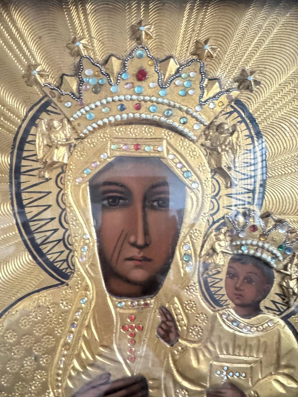 Painted icon and repoussé metal, Poland, early 20th century