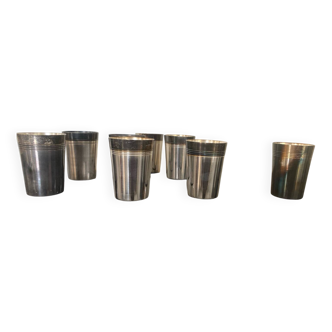8 vintage silver-plated metal glasses