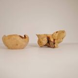 Scandinavian Modern Set of 2 Organic Bowls in Swedish Burl Wood, circa 1990s