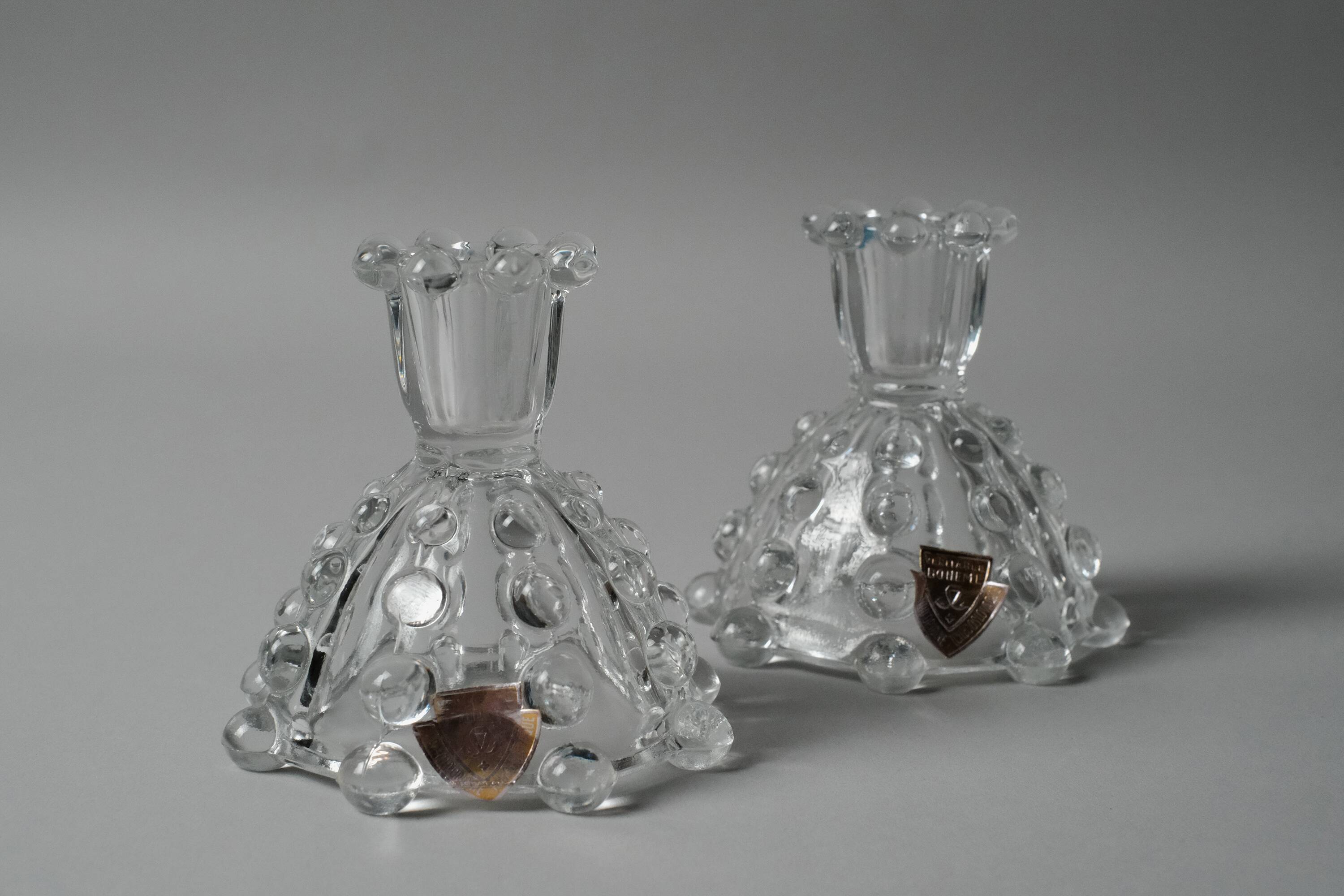 Paire de bougeoirs réversibles en cristal Bohemia, Tchécoslovaquie