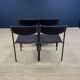 Ensemble de 4 chaises Gijs Van Der Sluis  tissu aubergine pieds acier noir années 70 Pays-Bas