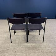 Set of 4 Gijs Van Der Sluis chairs aubergine fabric black steel legs 70s Netherlands