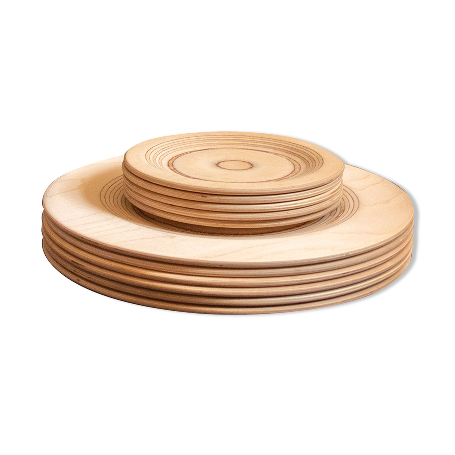 Set of birch wood plates by Eero Saarinen for Keuruu 60s
